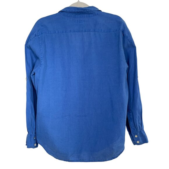 Tommy Bahama 100% Linen Garment Dyed Blue Button Down Shirt Coastal Size Large - Picture 3 of 11